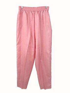 Vintage Adolfo Sport Pink Elastic Hi Waist Long Tapered Pants w/ pockets!
